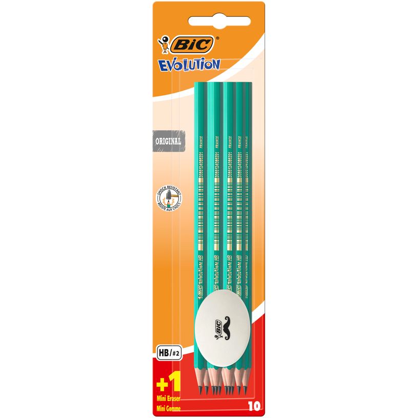 3086123397637-BIC EVOLUTION 650 - Pack de 10 Crayons à papier HB + gomme-P_405118162_1-0