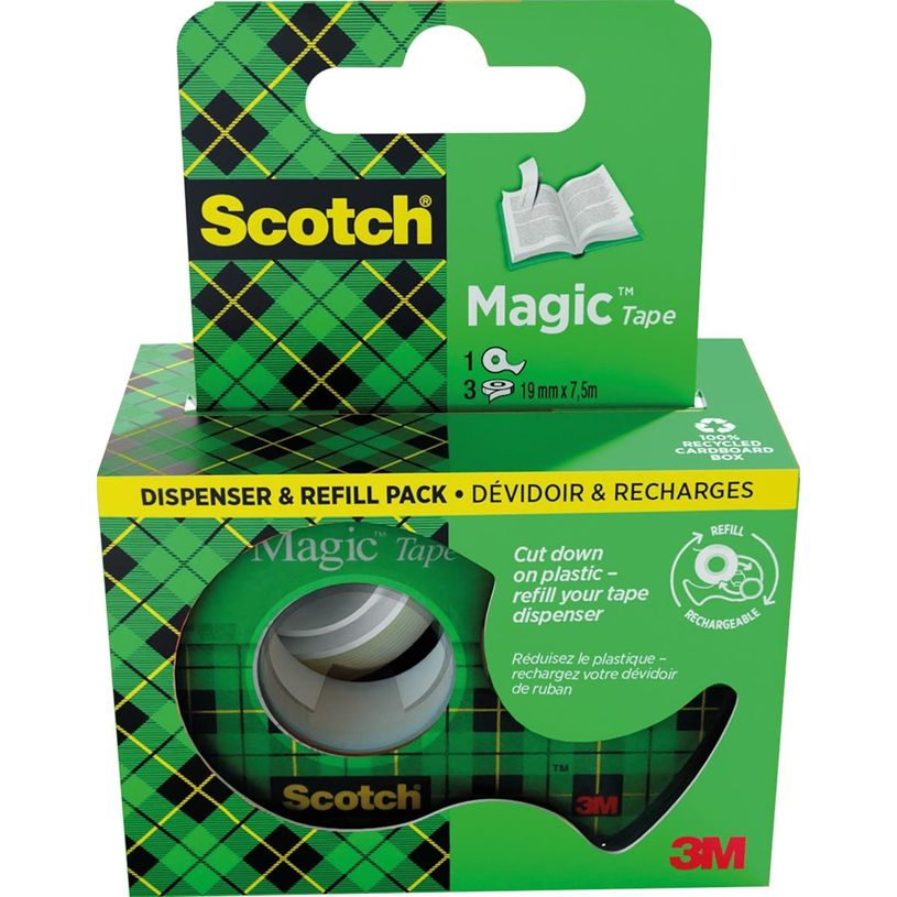 4064035027803-Scotch Magic - Dévidoir + 3 Rubans adhésifs - 19 mm x 7,5 m - invisible-P_405118183_1-0