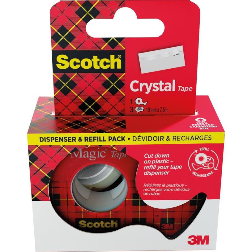4064035027810-Scotch Crystal - Dévidoir + 3 Rubans adhésifs - 19 mm x 7,5 m - transparent-P_405118184_1-0