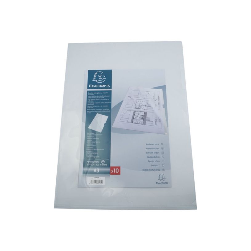 3157401031687-Exacompta - 5 Packs de 10 Pochettes coin - A3 paysage - 20/100 - cristal translucide-P_405118345_2-2