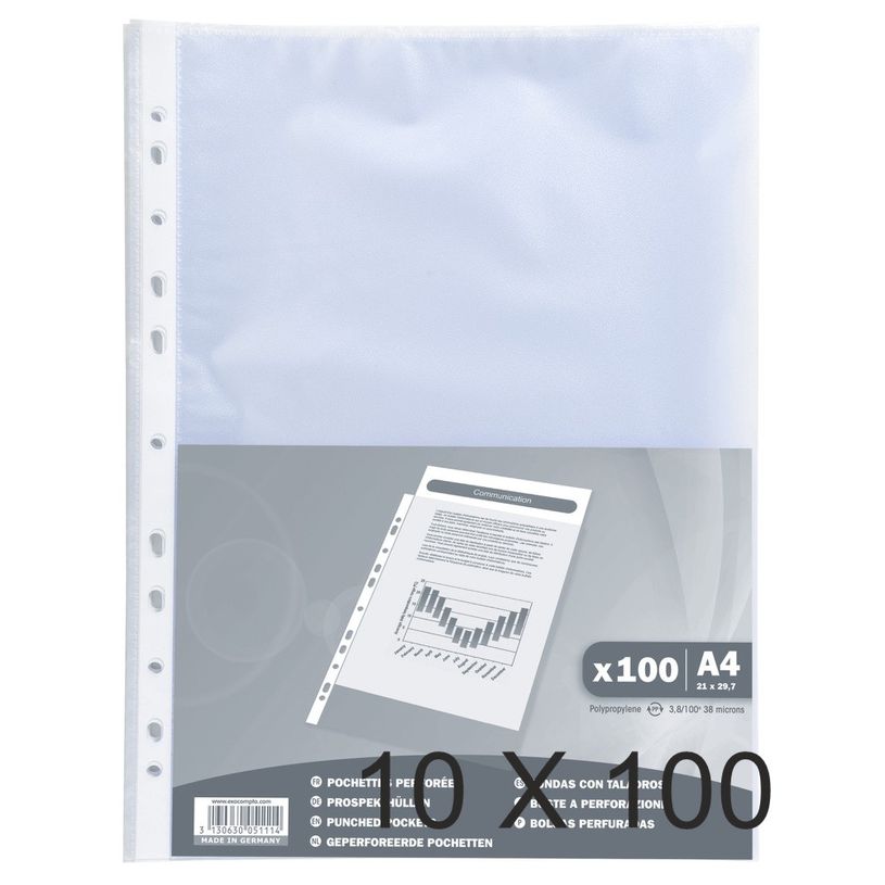 3130632051112-Exacompta - 10 Packs de 100 Pochettes perforées - A4 - grainées - 4/100-P_405118350_1-0