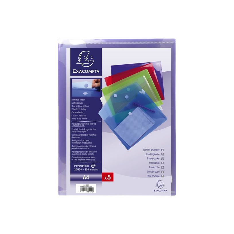 3130632564209-Exacompta - 10 Packs de 5 Pochettes perforées à scratch - A4 - couleurs assorties transl-P_405118361_8-4