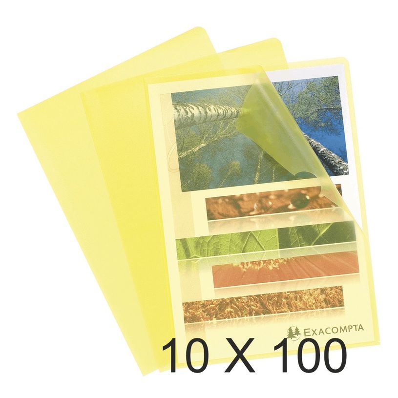 3130632585297-Exacompta - 10 Packs de 100 Pochettes coin grainées - A4 - 12/100 - jaune-P_405118372_1-0