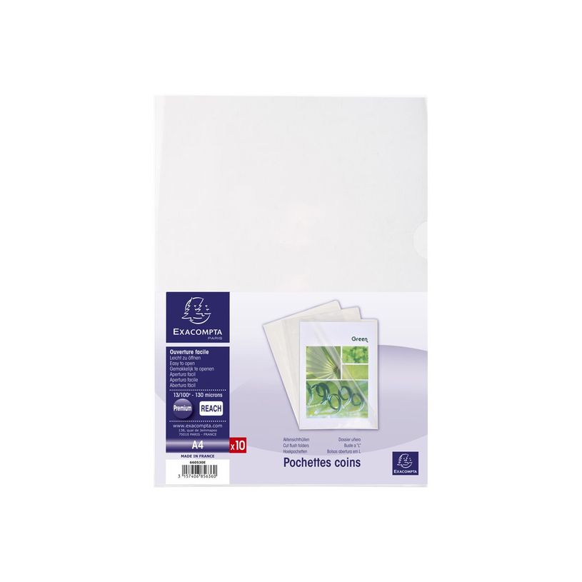 3130636605304-Exacompta - 10 Packs de 10 Pochettes coin lisses - A4 - 13/100 - cristal translucide-P_405118383_2-1