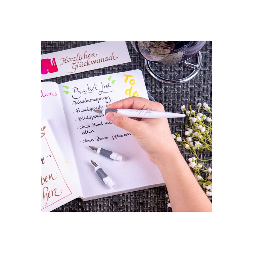 4014421100566-Online AIR Best Writer Calligraphy - Stylo plume bleu - white rose-P_405118736_3-1