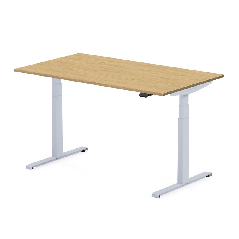 3760350281357-Bureau électrique UGO - L140x80cm - pieds gris - plateau imitation chêne Stone-P_405119043_1-0