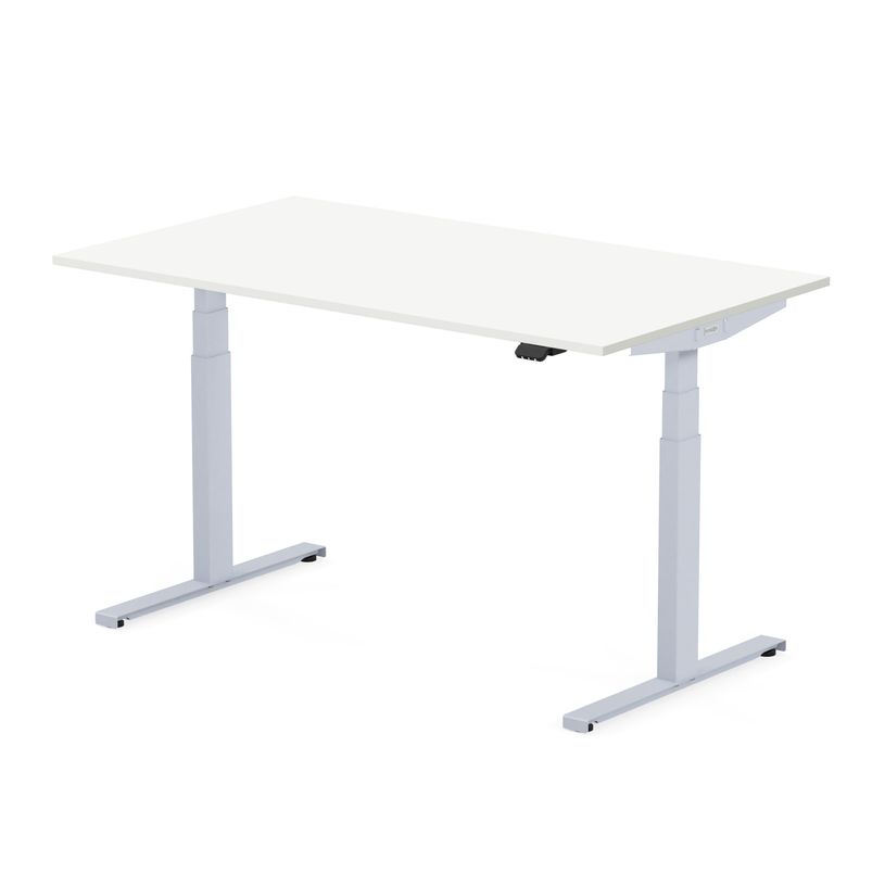 3760350281371-Bureau électrique UGO - L160x80cm - pieds gris - plateau blanc laqué-P_405119049_1-0