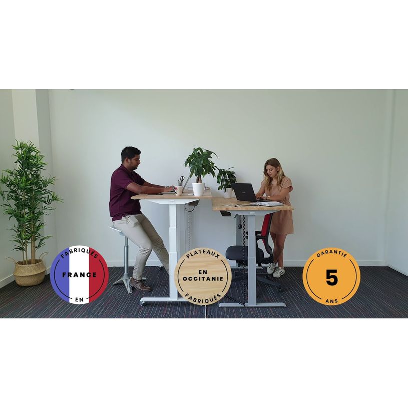 3760350281371-Bureau électrique UGO - L160x80cm - pieds gris - plateau blanc laqué-P_405119049_2-1