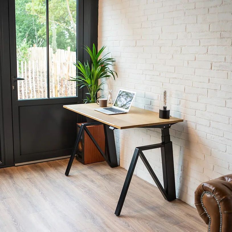 3760350280664-Bureau THEODORE  L160 - pieds noir - plateau imitation chêne-P_405119075_2-1