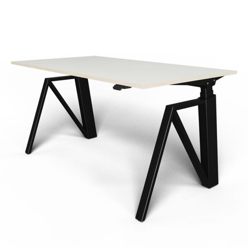 3760350280695-Bureau THEODORE  L160 - pieds noir - plateau Blanc laqué-P_405119076_1-0