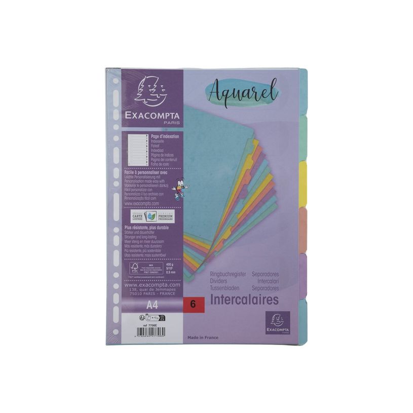 3130630077060-Exacompta Aquarel - Intercalaire 6 positions - A4 - couleurs pastels assorties-P_405119135_1-0