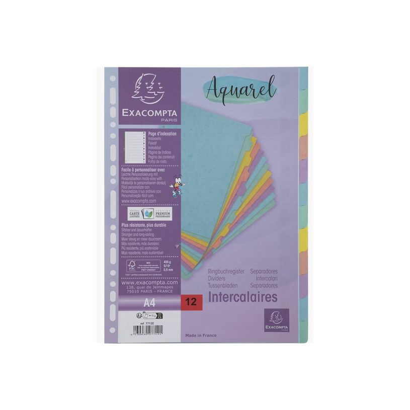 3130630077121-Exacompta Aquarel - Intercalaire 12 positions - A4 - couleurs pastels assorties-P_405119137_6-5