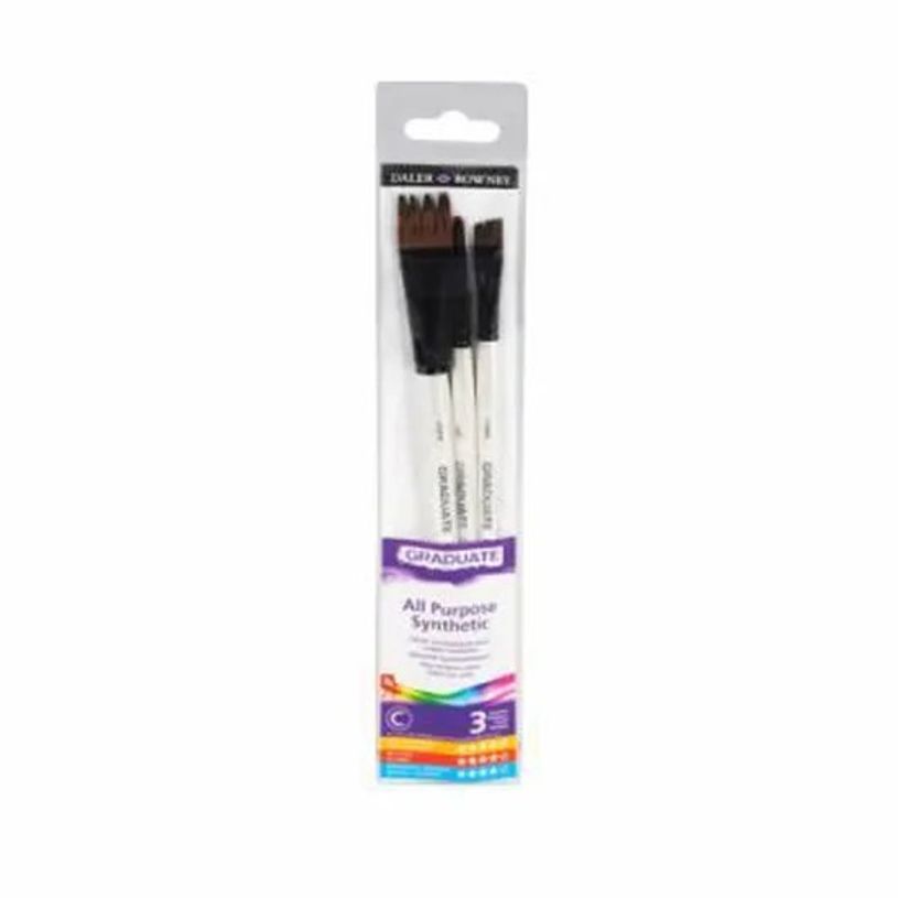 5011386081854-Daler-Rowney Graduate - Pack de 3 pinceaux synthétiques - peigne plat, peigne Filbert, peigne -P_405119459_2-0
