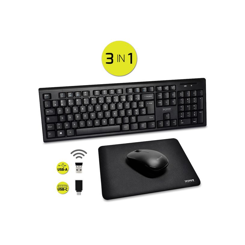 3567049009052-PORT Connect - ensemble clavier et souris sans fil + tapis de souris - AZERTY-P_405119990_6-5