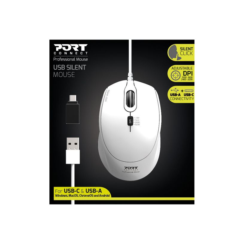 3567049007126-PORT DESIGNS - Souris filaire - silencieuse - blanc-P_405119993_1-3