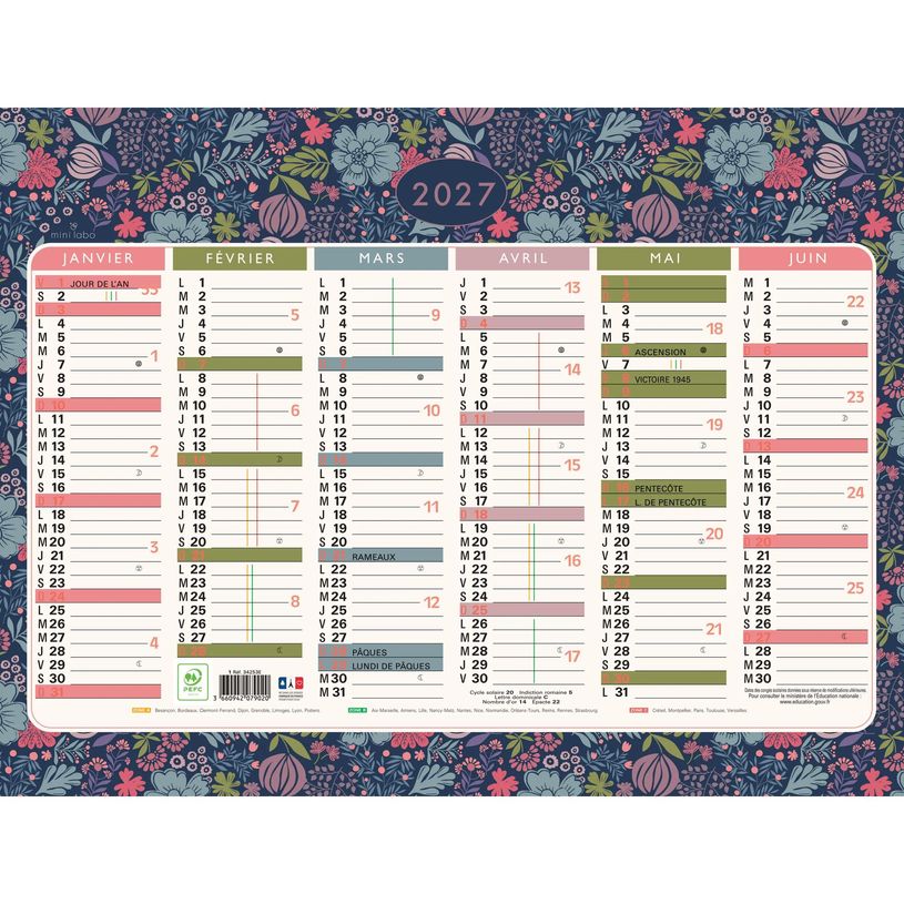 3660942079020-Calendrier illustré Mini Labo - 6 mois par face - 43 x 33,5 cm - Exacompta--0