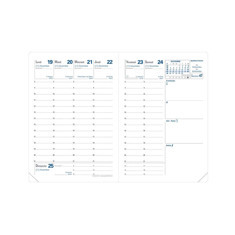 3371010476053-Quo Vadis - Agenda avec répertoire - Randonnée - Semainier Planning - Français - Club - Rose - 14 mois de décembre à janvier - 9x12,5 cm - Papier Clairefontaine blanc - Fabri--1
