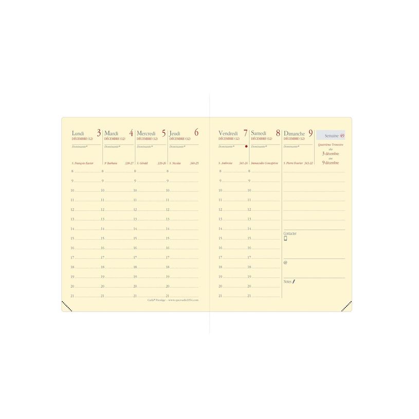 3371010488674-Agenda de poche Soho Carla Prestige avec répertoire - 1 semaine sur 2 pages - 8 x 10,5 cm - beige - Qu--1
