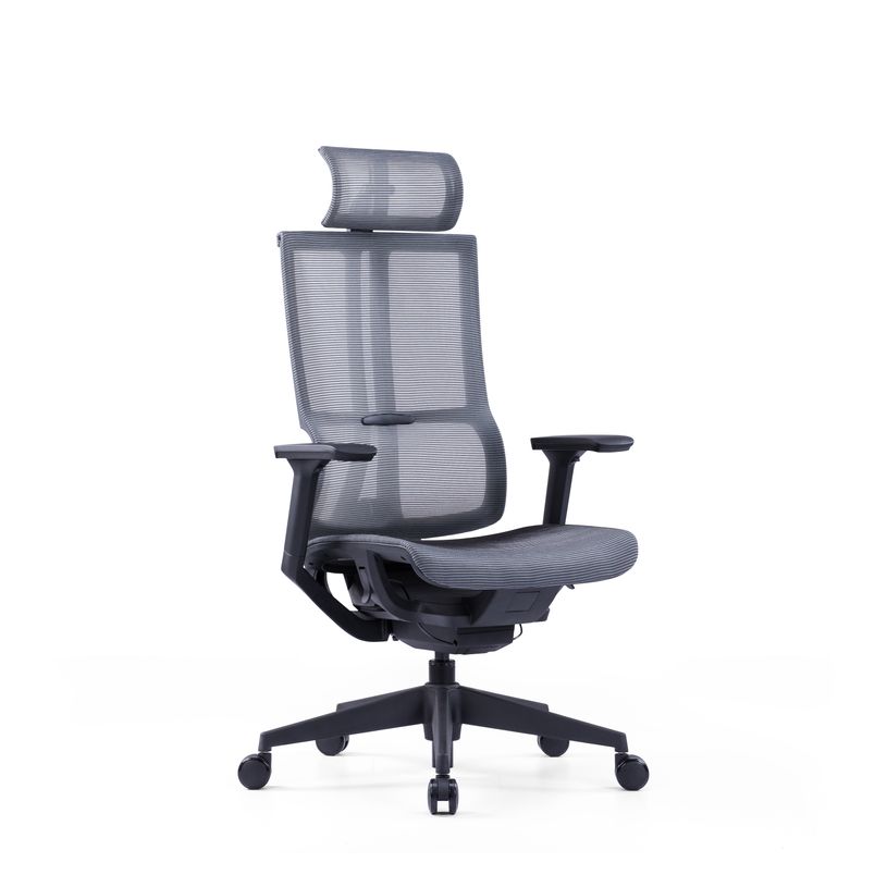 3700339918409-Fauteuil de bureau JAMES - accoudoirs réglables - appuie-tête réglable - noir et gris-P_405120005_3-2