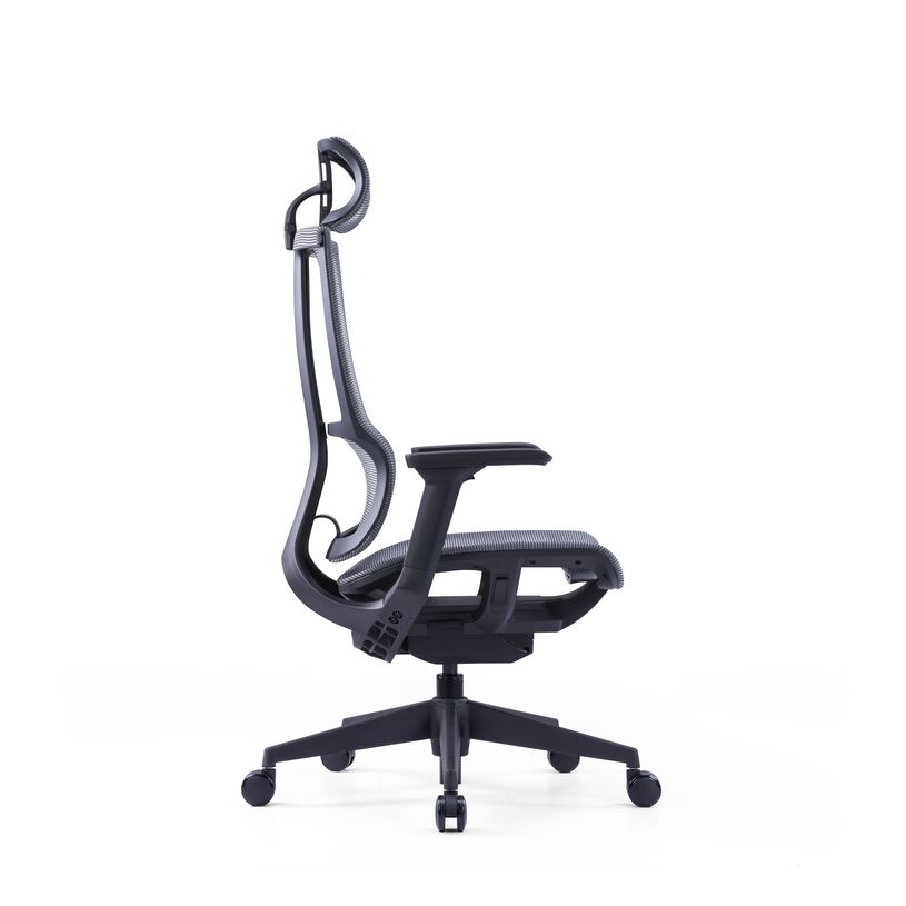 3700339918409-Fauteuil de bureau JAMES - accoudoirs réglables - appuie-tête réglable - noir et gris-P_405120005_4-3