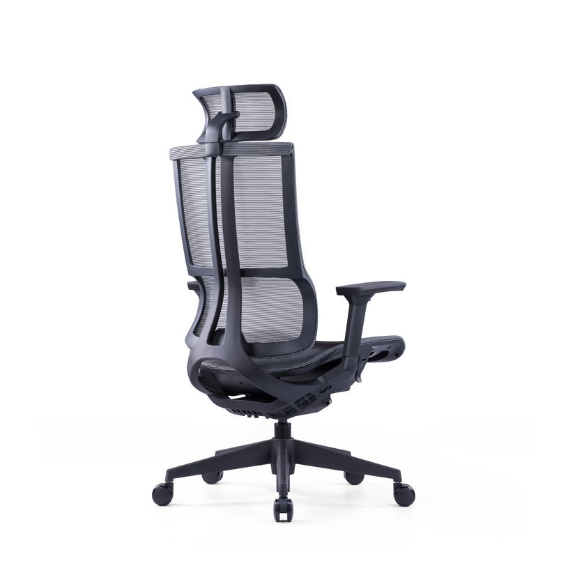 3700339918409-Fauteuil de bureau JAMES - accoudoirs réglables - appuie-tête réglable - noir et gris-P_405120005_5-4