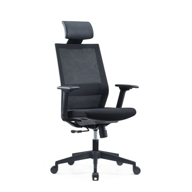 3700339918508-Fauteuil de bureau MAXIM - accoudoirs réglables - Appuie tête - noir-P_405120006_3-2