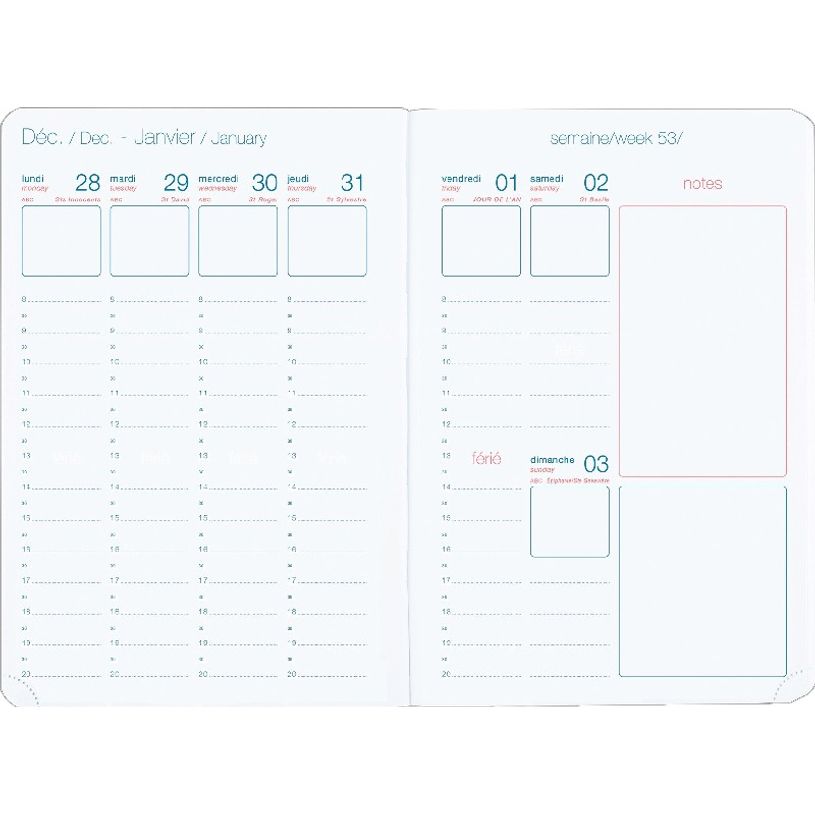 3664447131696-Agenda à élastique Cachemire - 1 semaine sur 2 pages - 17 x 24,5 cm - corail - Oberthur-P_405120125_2-1