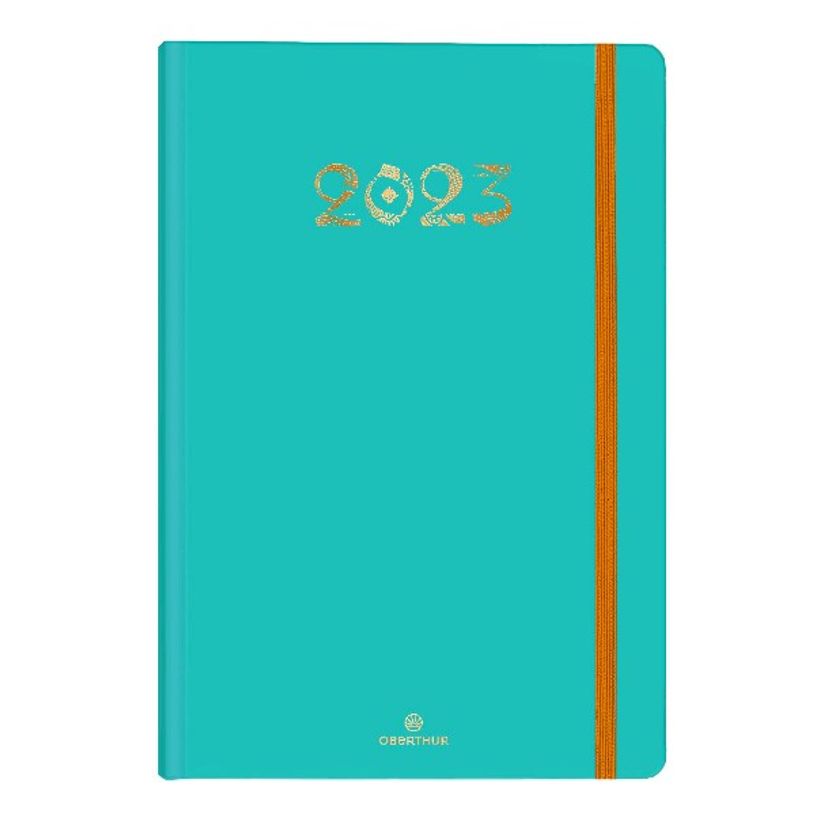 3664447131719-Agenda à élastique Cachemire - 1 semaine sur 2 pages - 17 x 24,5 cm - vert - Oberthur-P_405120127_1-0