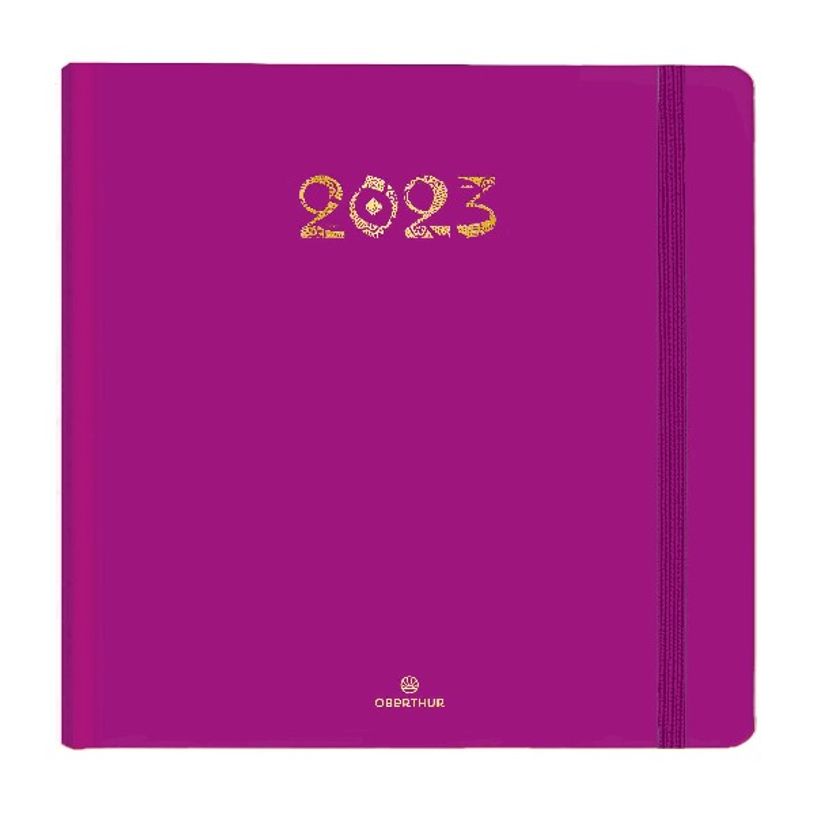 3664447131740-Agenda à élastique Cachemire - 1 semaine sur 2 pages - 16,5 x 16,5 cm - violet - Oberthu-P_405120130_1-0