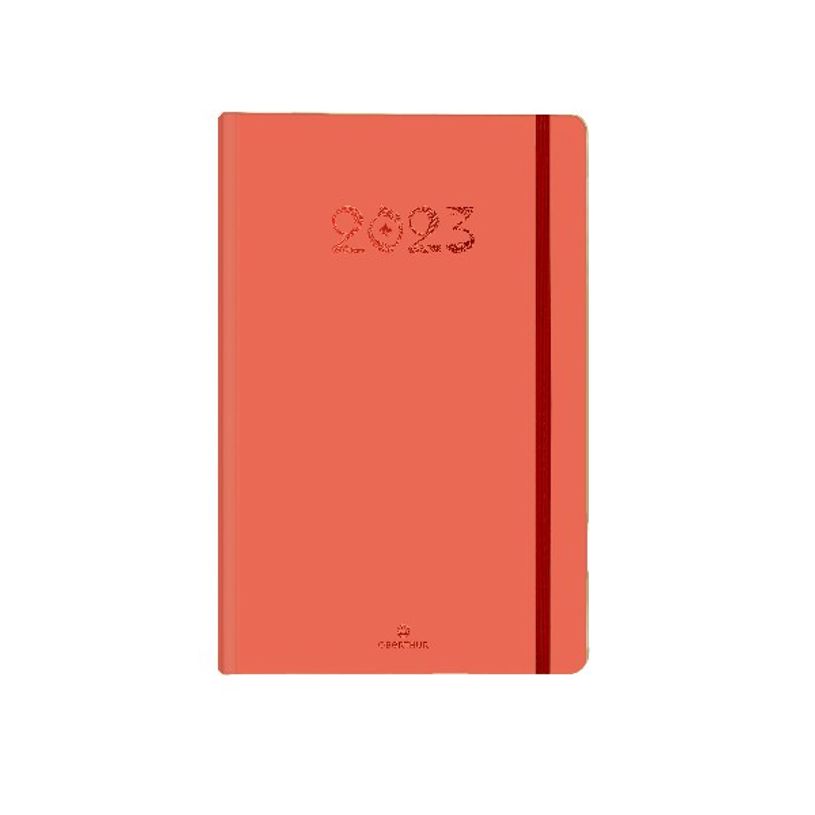 3664447131818-Agenda à élastique Cachemire - 1 semaine sur 2 pages - 10 x 15 cm - corail - Oberthur-P_405120137_1-0