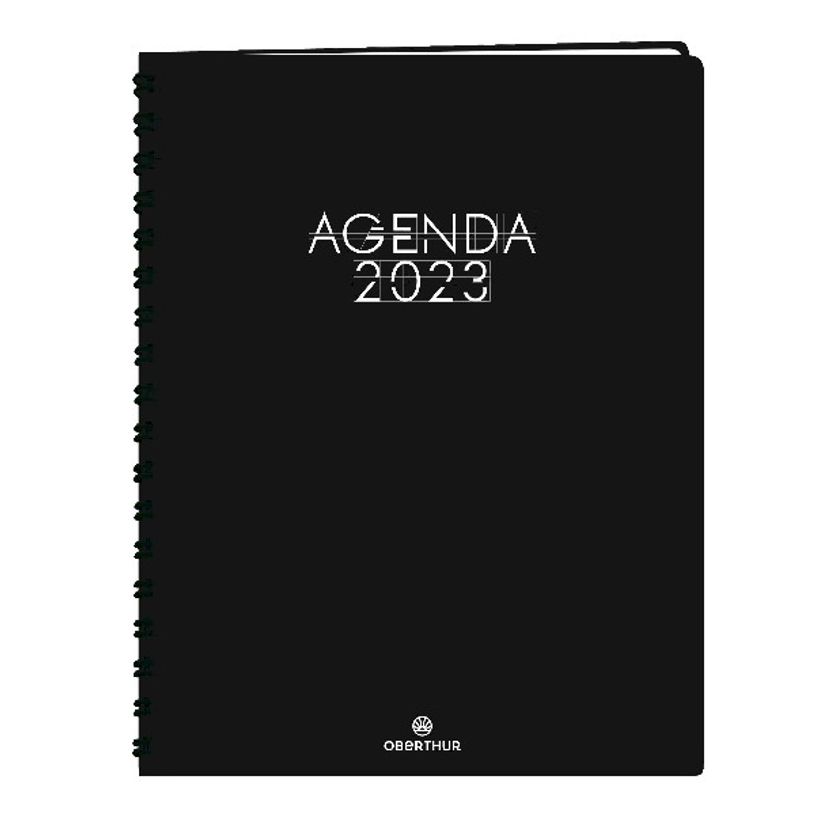 3664447134222-Agenda Portland - 1 semaine sur 2 pages - 22 x 28 cm - noir - Oberthur-P_405120144_1-0