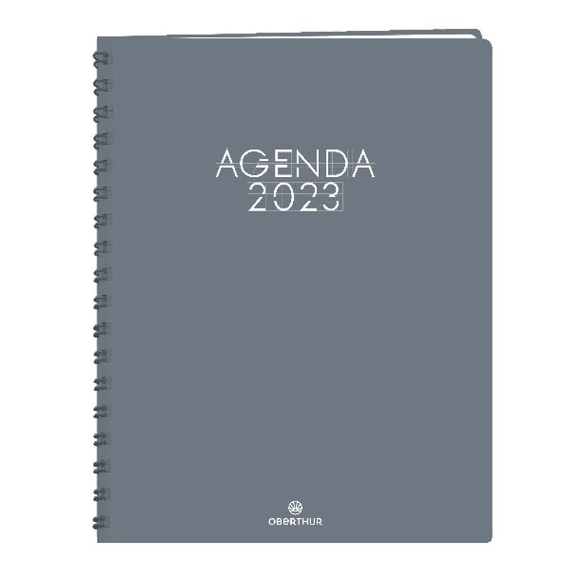 3664447134246-Agenda Portland - 1 semaine sur 2 pages - 22 x 28 cm - gris - Oberthur-P_405120145_1-0