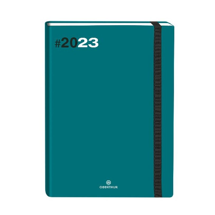 3664447135090-Agenda à élastique Flex - 1 semaine sur 2 pages - 22 x 28 cm - émeraude - Oberthur-P_405120153_1-0