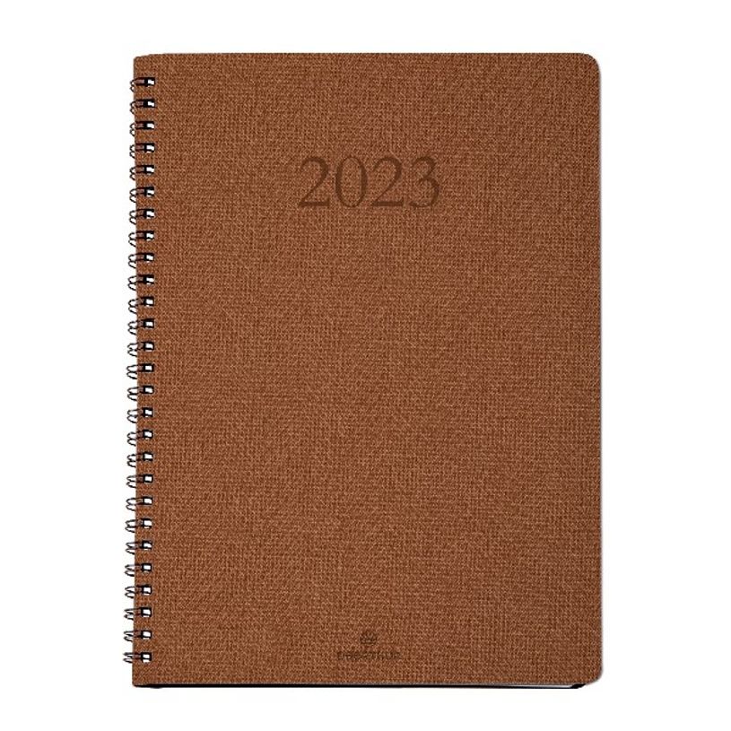 3664447128504-Agenda wire'o Glasgow - 1 semaine sur 2 pages - 22 x 28 cm - camel - Oberthur-P_405120375_1-0