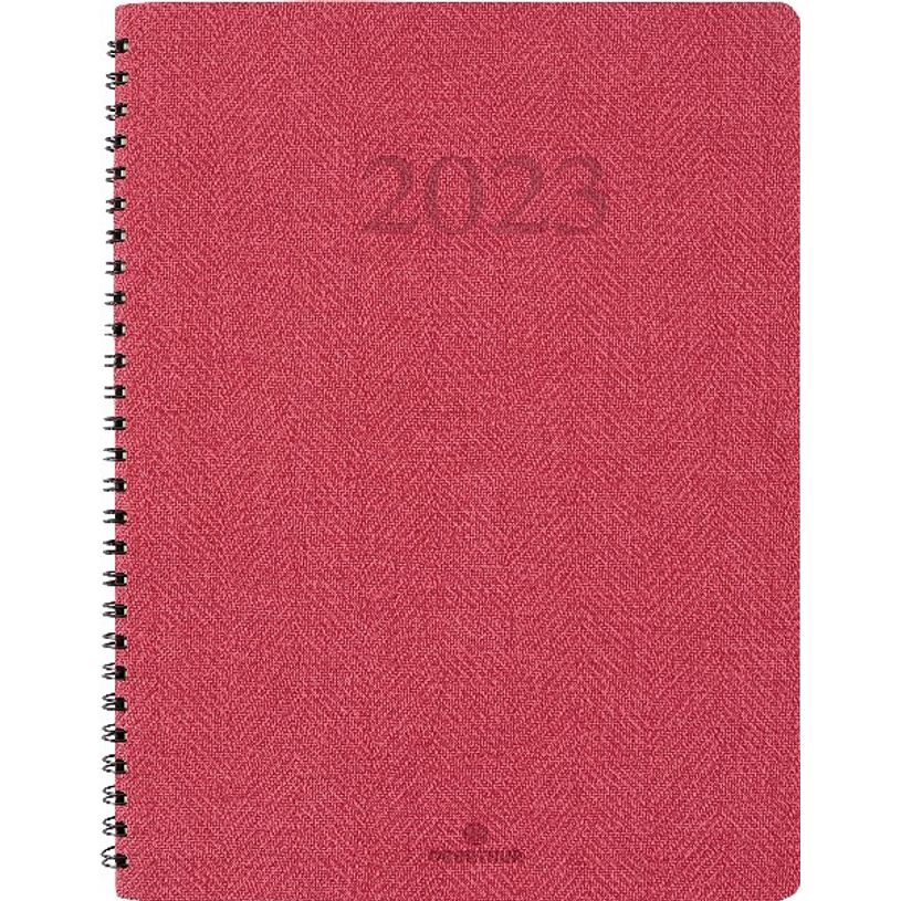 3664447128528-Agenda wire'o Glasgow - 1 semaine sur 2 pages - 22 x 28 cm - rouge - Oberthur-P_405120377_1-0