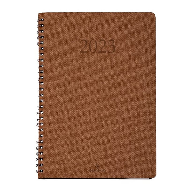 3664447128818-Agenda wire'o Glasgow - 1 semaine sur 2 pages - 17 x 24,5 cm - camel - Oberthur-P_405120379_1-0