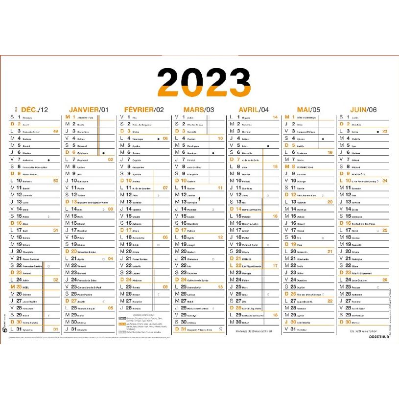 3664447125473-Oberthur Fluo - Calendrier 7 mois par face - 32 x 42 cm - orange-P_405120448_1-0