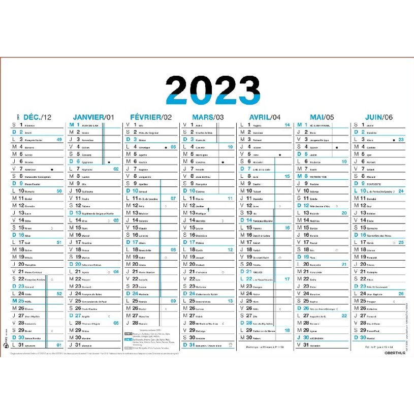 3664447135878-Oberthur Fluo - Calendrier 7 mois par face - 43 x 55 cm - bleu-P_405120451_1-0