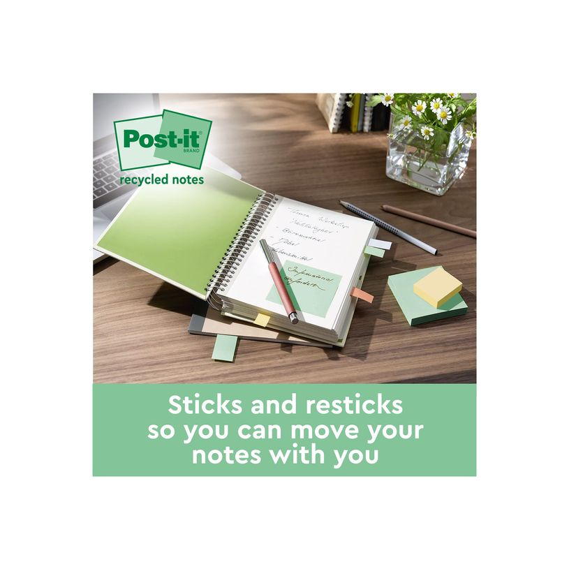4054596907027-Post-it - 2 Blocs-notes recyclées - 76 x 76 mm - couleurs assorties - 200 feuilles (2 x 1-P_405120494_4-2