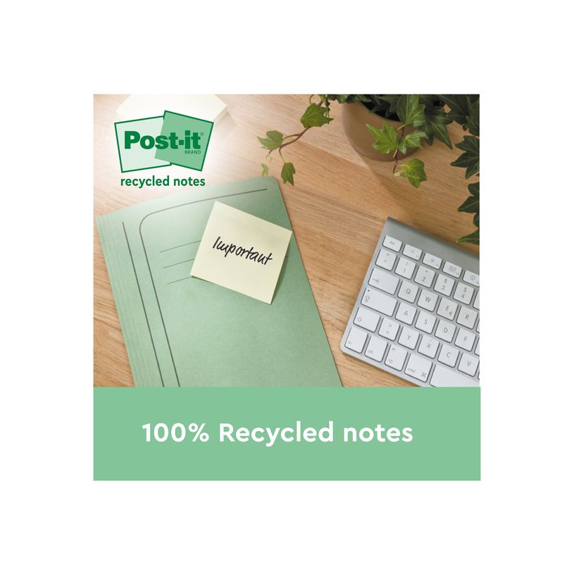 4054596907041-Post-it - 2 Blocs-notes recyclées - 76 x 76 mm - jaune canari - 200 feuilles (2 x 100)-P_405120495_4-1