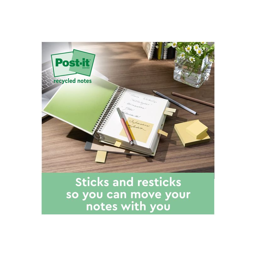 4054596907041-Post-it - 2 Blocs-notes recyclées - 76 x 76 mm - jaune canari - 200 feuilles (2 x 100)-P_405120495_5-3