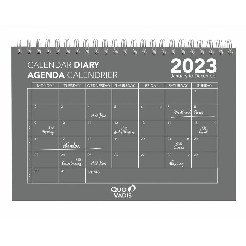 3371010478354-Agenda calendrier à spirale Oslo - 1 mois sur 1 page - 16 x 24 cm - gris - Quo Vadis-P_405120812_1-0