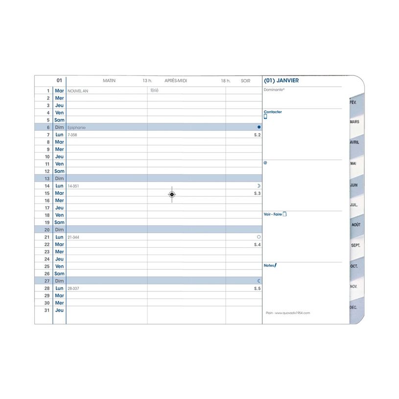 3371010348831-Quo Vadis - Agenda avec répertoire - Plain - Mensuel - Français - Club - Noir - 12 mois de janvier à décembre - 10x15 cm - Papier Clairefontaine -P_405120841_1-3