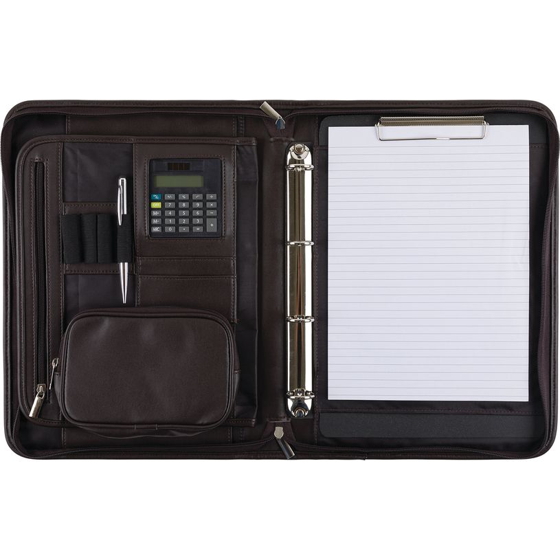 3664447131047-Victoria - conférencier a4 zippé - anneaux amovibles - marron--1