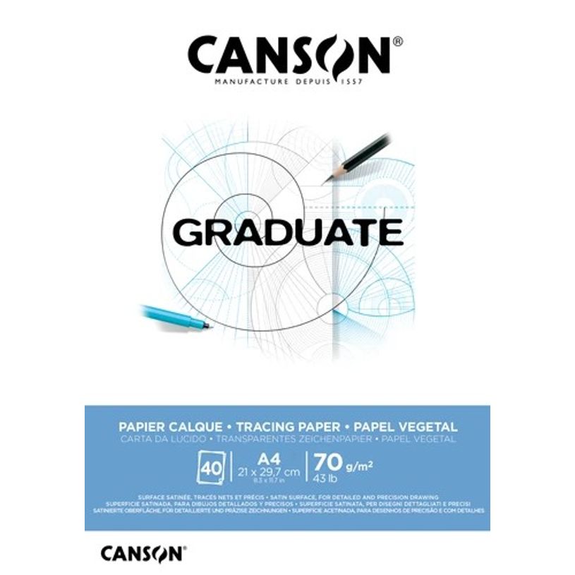 3148950060464-Canson Graduate Tracing - Bloc papier calque - A4 - 70 gr--0