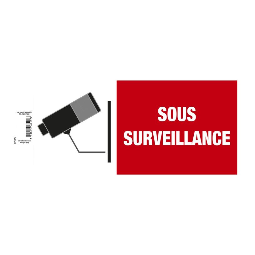 3130630671077-Exacompta - Panneau de signalisation adhésif - Sous surveillance - 300 x 150 mm - vert-P_405121347_2-0