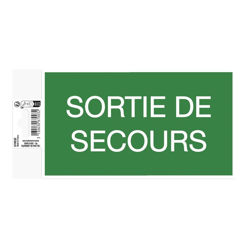 3130630670032-Exacompta - Panneau de signalisation adhésif - Sortie de secours - 200 x 110 mm - vert-P_405121354_1-3