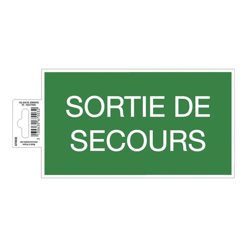 3130630670032-Exacompta - Panneau de signalisation adhésif - Sortie de secours - 200 x 110 mm - vert-P_405121354_4-0