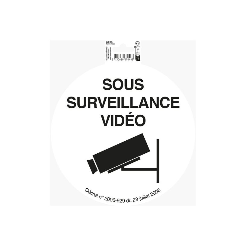 3130630670483-Exacompta - Plaque de signalisation Surveillance caméra  - 20 cm diamètre - vinyle - noi-P_405121379_2-0