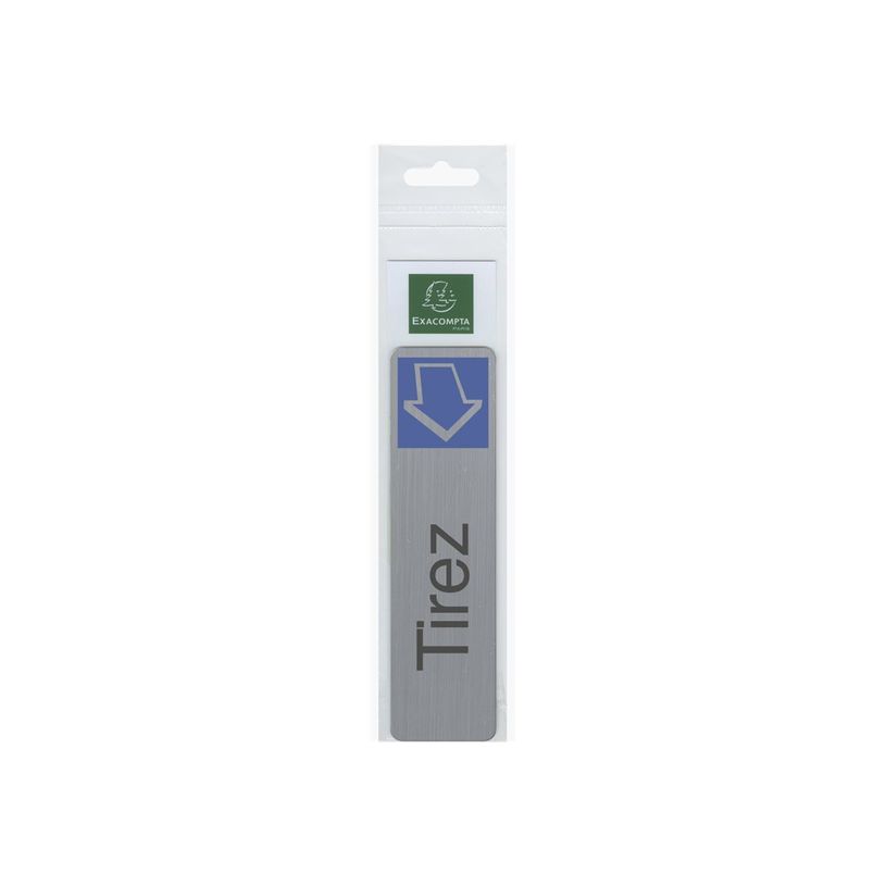 3130630671565-Exacompta - Plaque de signalisation Tirez - 165 x 44 mm - aluminium brossé-P_405121394_1-2